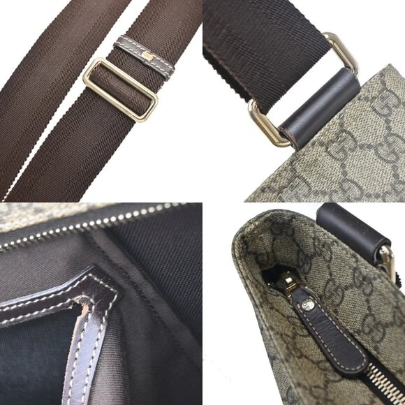 GUCCI Logo GG Pattern Shoulder Bag PVC Leather Canvas Brown GHW Italy - Picture 2 of 13